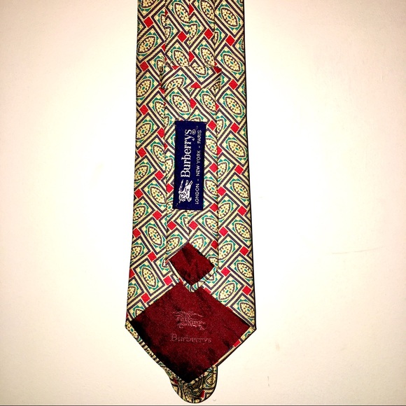 Burberry Silk Mens Patterned Gold Neck Tie - Picture 4 of 8